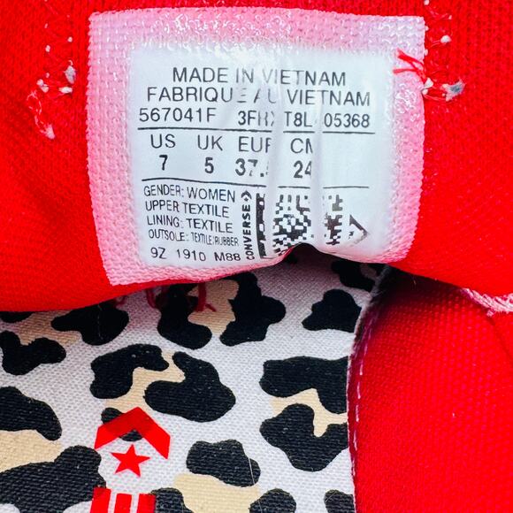 Converse Chuck Taylor All Star Sneakers Women's 7 White Leopard Double Tongue - Picture 12 of 13